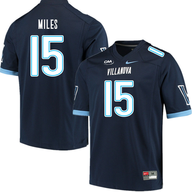 Men #15 Kenyon Miles Villanova Wildcats College Football Jerseys Stitched Sale-Navy - Click Image to Close